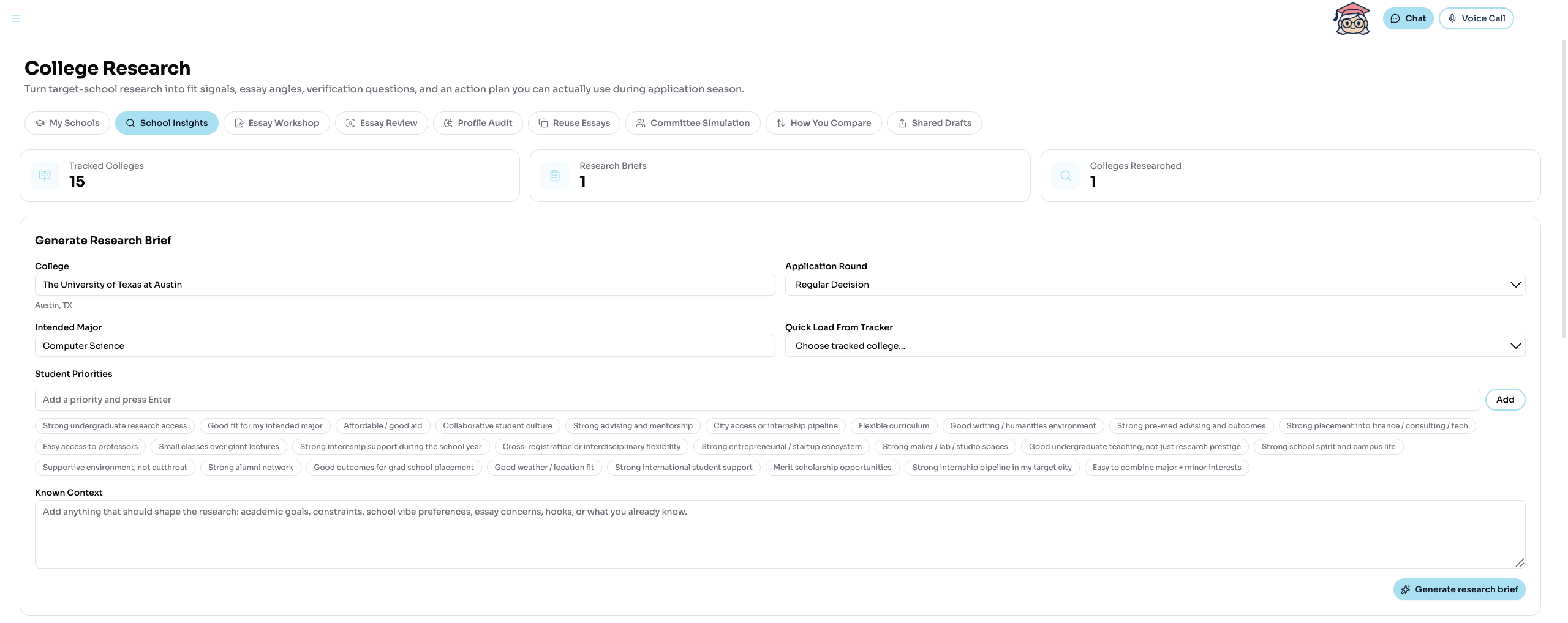 School research brief generator